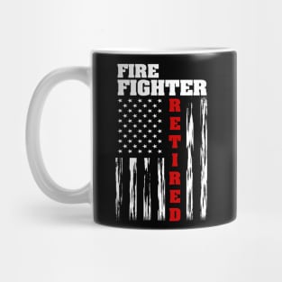 Fire Fighter Retired - Distressed American Flag Tee Mug